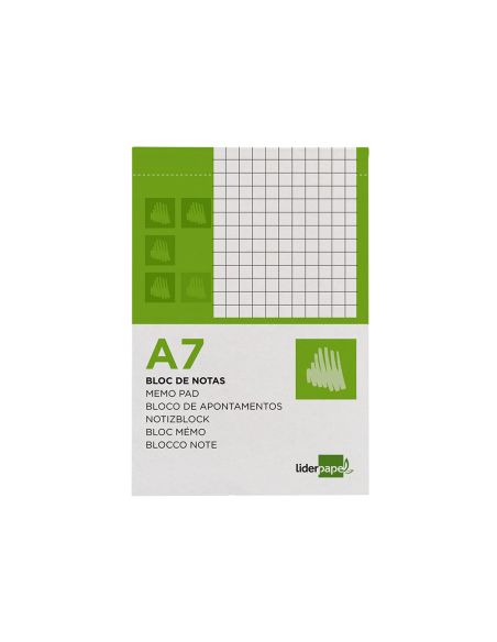 Bloc Notas Liderpapel Cuadro 4Mm A7 80 Hojas 60G/M2 Perforado