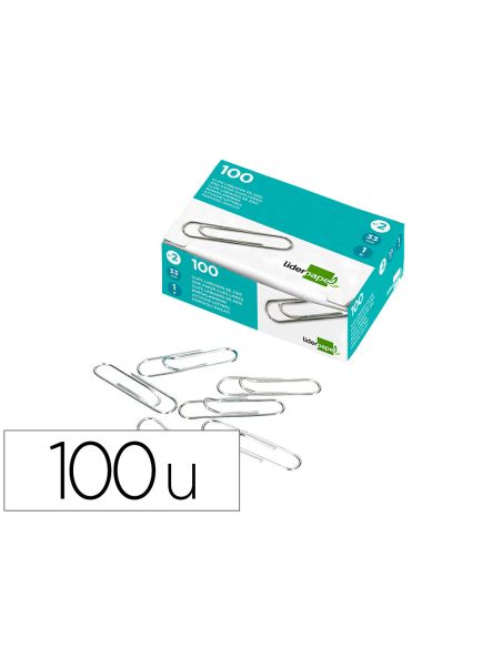 Clips Liderpapel Nº2 Labiados 33 Mm Caja De 100 Unidades