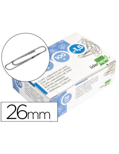 Clips Liderpapel Nº1,5 Labiados 26 Mm Caja De 100 Unidades