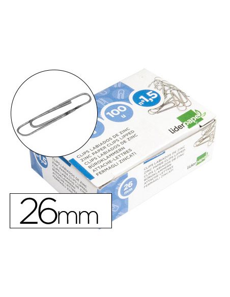 Clips Liderpapel Nº1,5 Labiados 26 Mm Caja De 100 Unidades