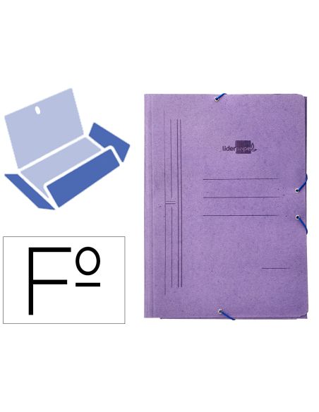 Carpeta Liderpapel Gomas Tres Solapas Carton Compacto Folio Color Azul