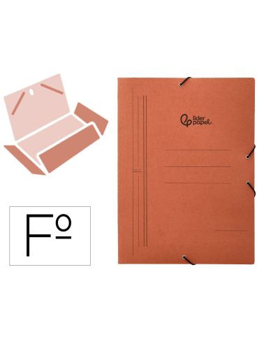 Carpeta Liderpapel Gomas Tres Solapas Carton Compacto Folio Color Cuero