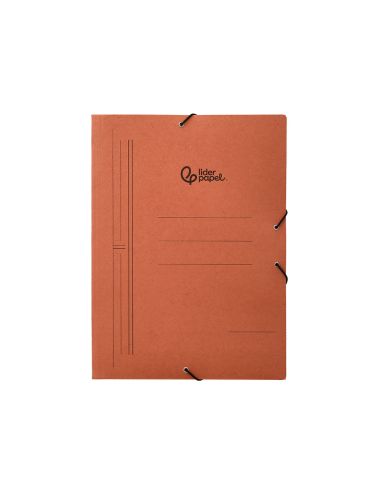 Carpeta Liderpapel Gomas Tres Solapas Carton Compacto Folio Color Cuero