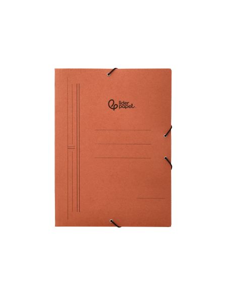 Carpeta Liderpapel Gomas Tres Solapas Carton Compacto Folio Color Cuero