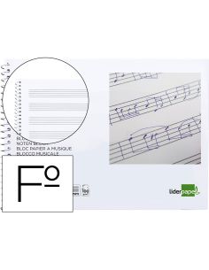Bloc Musica Liderpapel Pentagrama 3Mm Folio Apaisado 20 Hojas 100G/M2