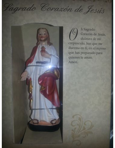 Sgdo. Corazon De  Jesus 12Cm Resina Con Oracion
