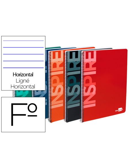 Cuaderno Espiral Liderpapel Folio Inspire Tapa Dura 80H 60 Gr Horizontal Con Margen Colores Surtidos