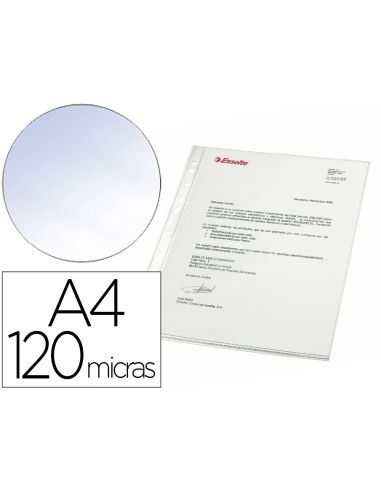 Funda Multitaladro Esselte Din A4 Polipropileno Cristal 120 Mc Caja De 100 Unidades