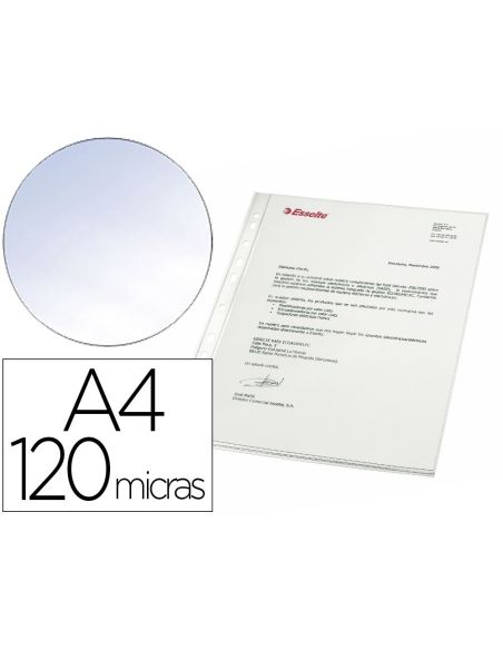 Funda Multitaladro Esselte Din A4 Polipropileno Cristal 120 Mc Caja De 100 Unidades