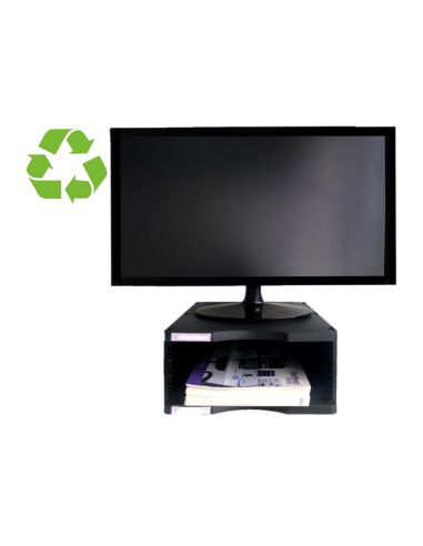 Soporte Archivo 2000 Para Monitor Poliester 100% Reciclado Compartimento A4 Y Folio Negro 360X300X145 Mm