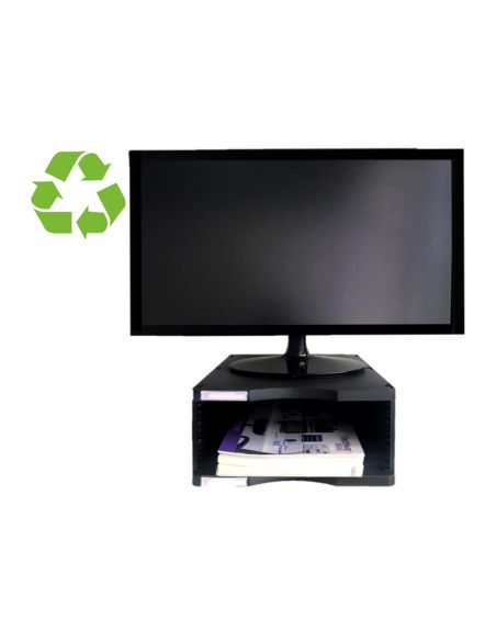 Soporte Archivo 2000 Para Monitor Poliester 100% Reciclado Compartimento A4 Y Folio Negro 360X300X145 Mm