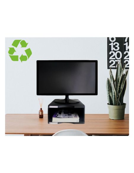 Soporte Archivo 2000 Para Monitor Poliester 100% Reciclado Compartimento A4 Y Folio Negro 360X300X145 Mm