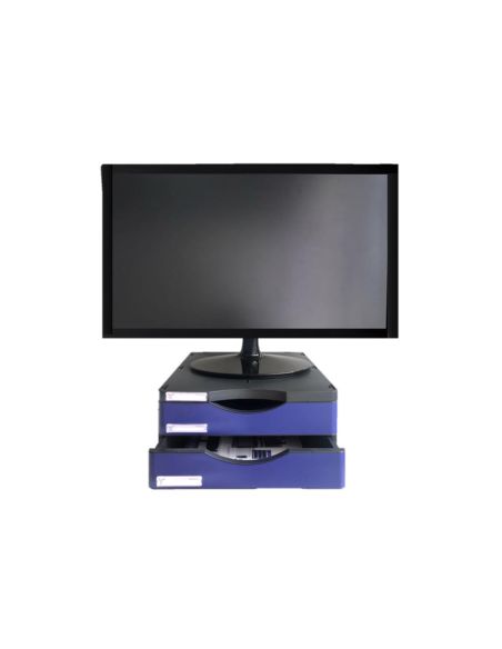 Soporte Archivo 2000 Para Monitor Poliester 100% Reciclado 2 Cajones A4 Y Folionegro/Azul 360X300X145 Mm