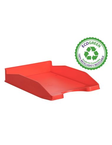 Bandeja Sobremesa Archivo 2000 Ecogreen Plastico 100% Reciclada Apilable Formatos Din A4 Y Folio Color Rojo