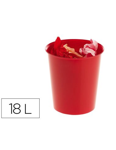 Papelera Plastico Archivo 2000 Ecogreen 100% Reciclada 18 Litros Color Rojo 290X310