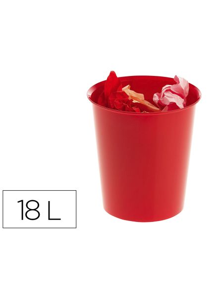 Papelera Plastico Archivo 2000 Ecogreen 100% Reciclada 18 Litros Color Rojo 290X310