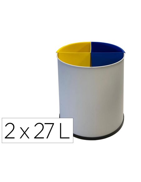 Papelera Metalica Sie Para Reciclaje Con 2 Departamento Extraible 2X27 Litros 300X295 Mm