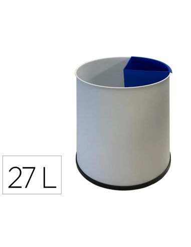 Papelera Metalica Sie Para Reciclaje Con 1 Departamento Extraible 27 Litros 300X295 Mm