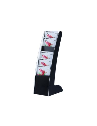 Expositor Paperflow Courbo Slim De Suelo Movil Doble Cara 6 Casillas Color Negro