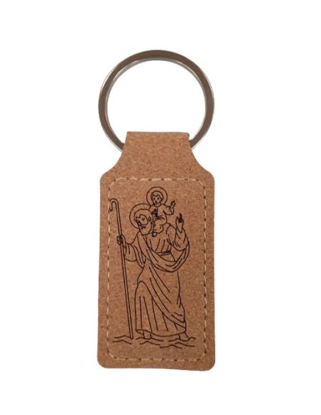 Llavero metal corcho grabado San Cristobal|Libreriasalesiana
