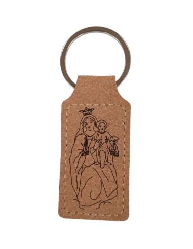 Llavero metal corcho grabado Virgen del Carmen