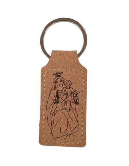 Llavero metal corcho grabado Virgen del Carmen