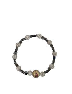 Brazalete hematites Virgen del Carmen bolas cristales 8mm blancos