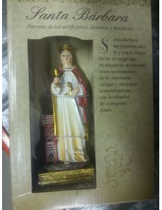 Santa Barbara 12Cm Resina Con Oracion