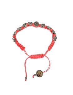 Brazalete Virgen del Carmen cuerda metal medallas color rosa