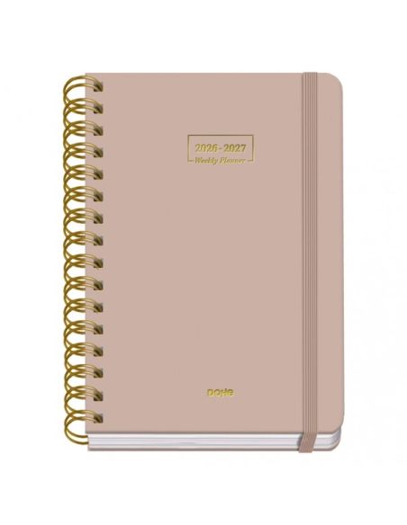 Agenda Premium Beige 2026-2027 Semana Vista Tamaño A5