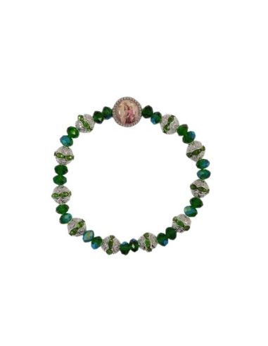 Brazalete Bola 8Mm Cristales V. Carmen Color Verde