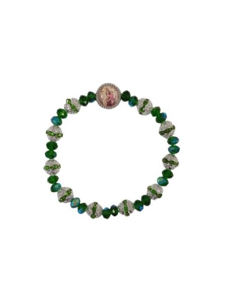 Brazalete Bola 8Mm Cristales V. Carmen Color Verde