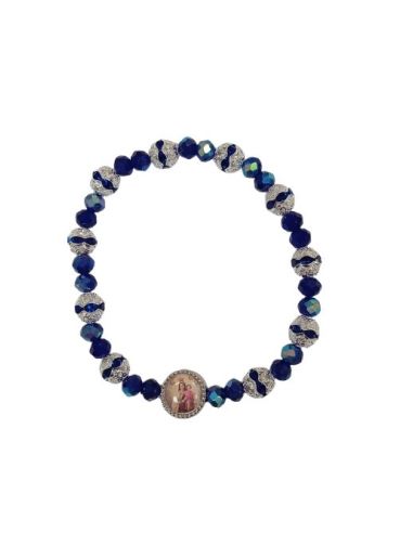Brazalete Bola 8Mm Cristales V. Carmen Color Azul