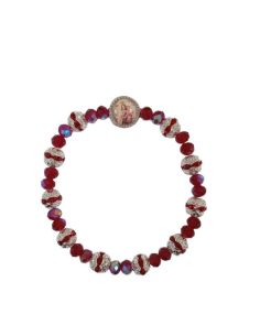 Brazalete Bola 8Mm Cristales V. Carmen Color Rojo