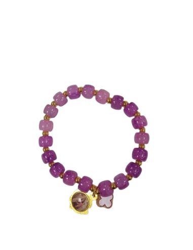 Brazalete Cristal Viola Dorado Cruz Esmalt V. Carmen