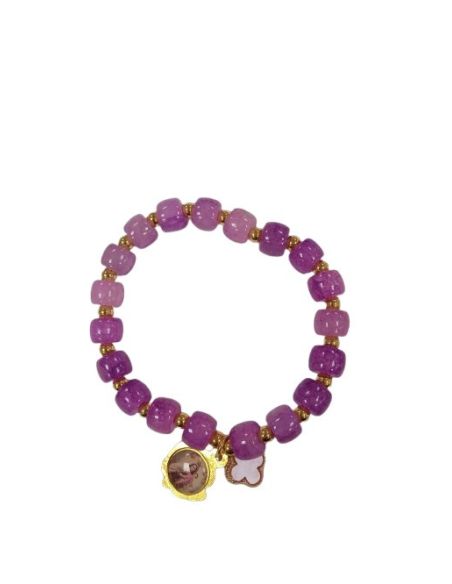 Brazalete Cristal Viola Dorado Cruz Esmalt V. Carmen