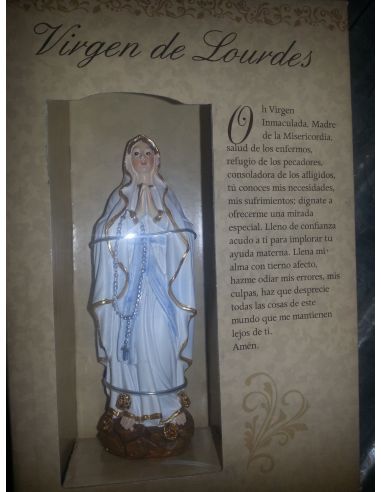 Virgen Lourdes12Cm Resina Con Oracion