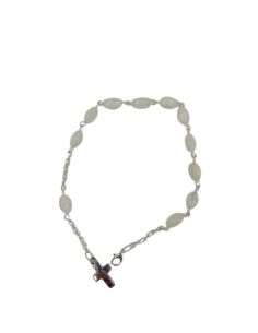 Pulsera Oval Madreperla Con Cruz