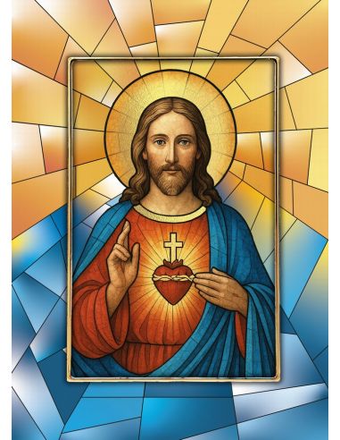 Cuadro Cristal translucido Sagrado Corazón de Jesús 10x14cm