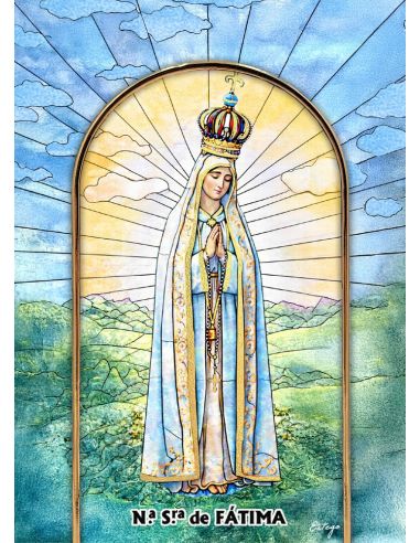 Cuadro Cristal translucido Virgen de Fátima 13x18cm