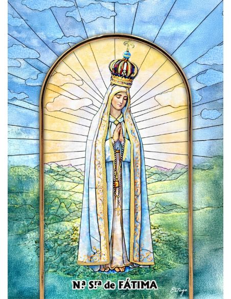 Cuadro Cristal translucido Virgen de Fátima 13x18cm