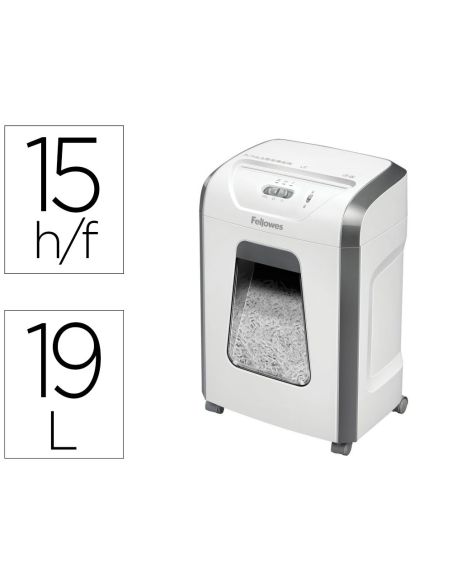 Destructora De Documentos Fellowes 15C Capacidad 15H Seguridad P4 Grapas Clips Y Tarjetas Papelera 19 L