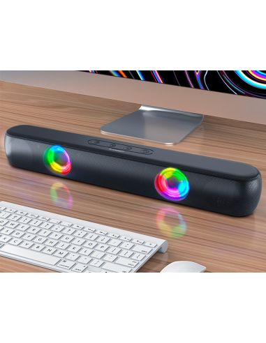 Barra De Sonido Q-Connect Bluetooth Con Iluminacion Led Y Control De Volumen Color Negro