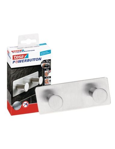Perchero Adhesivo Tesa Powerboton Doble Carga Maxima 12 Kg 40X82X122 Mm