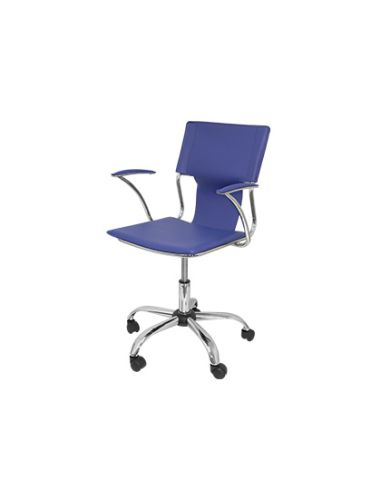 Silla Giratoria Pyc Respaldo Medio Regulable En Altura Similpiel Azul 860+90X480X440 Mm