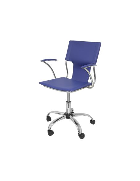 Silla Giratoria Pyc Respaldo Medio Regulable En Altura Similpiel Azul 860+90X480X440 Mm