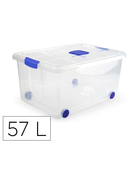 Contenedor Plastico Plasticforte N 5 Transparente Con Tapa Capacidad 57 L