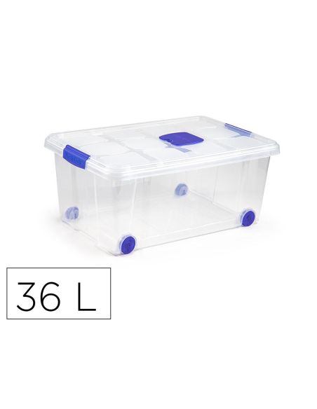 Contenedor Plastico Plasticforte N 3 Transparente Con Tapa Capacidad 36 L