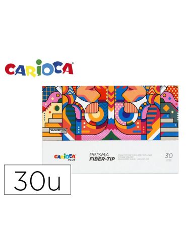 Rotulador Carioca Plus Prisma Fiber-Tip De Punta De Fibra Caja Premium De 30 Unidades Colores Surtidos