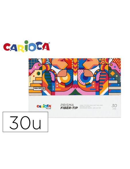 Rotulador Carioca Plus Prisma Fiber-Tip De Punta De Fibra Caja Premium De 30 Unidades Colores Surtidos